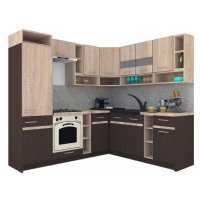 Bucatarie de Colt COSSY NEW DR. 200-230, Wenge / Stejar Sonoma